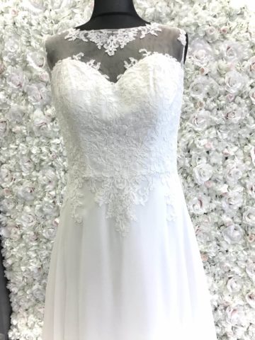 Brautkleid BP481 ivory Spitze Chiffonkleid Standesamtkleid bei VeRina in Hille Brautmoden